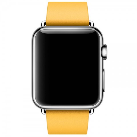 Ремешок кожаный с современной пряжкой 42/44мм для Apple Watch, размер М, желтый-4