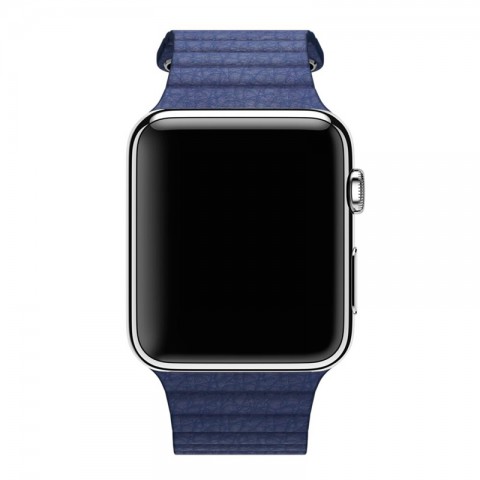 Ремешок кожаный с магнитной застежкой 42/44мм для Apple Watch, темно-синий-4