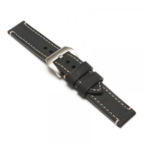 Ремешок кожаный с широкой пряжкой для Apple Watch 42/44мм, черный-1