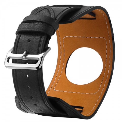 Ремешок кожаный широкий для Apple Watch 42/44мм, черный-2