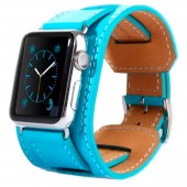 Ремешок кожаный широкий для Apple Watch 38/40мм, голубой Ремешок кожаный широкий для Apple Watch 38/40мм, голубой