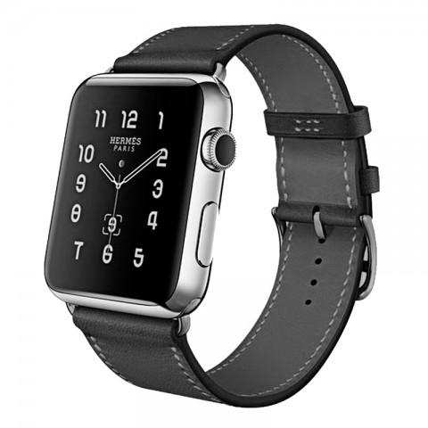 Ремешок кожаный классический для Apple Watch 38/40мм, черный-2