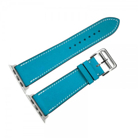 Ремешок кожаный классический для Apple Watch 42/44мм, голубой-1