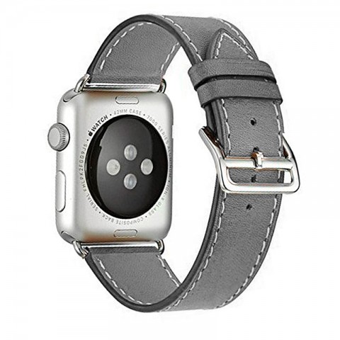 Ремешок кожаный классический для Apple Watch 42/44мм, серый