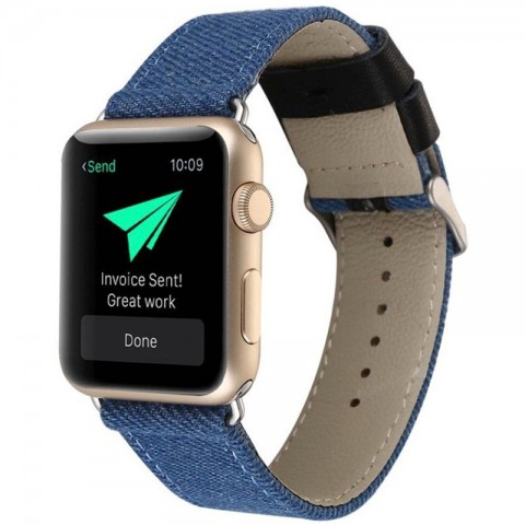 Ремешок джинсовый для Apple Watch 42/44мм, синий-1