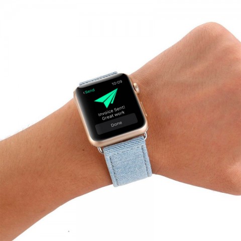 Ремешок джинсовый для Apple Watch 42/44мм, голубой-1