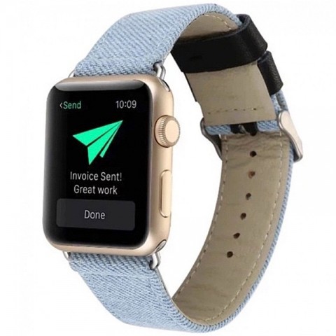 Ремешок джинсовый для Apple Watch 42/44мм, голубой-2
