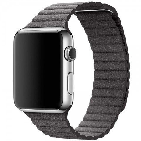 Ремешок кожаный с магнитной застежкой 42/44мм для Apple Watch, темно-серый-3
