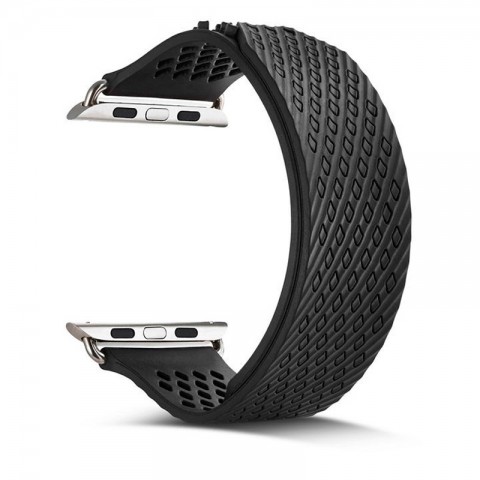 Ремешок силиконовый сетчатый для Apple Watch 42/44 мм, черный-3