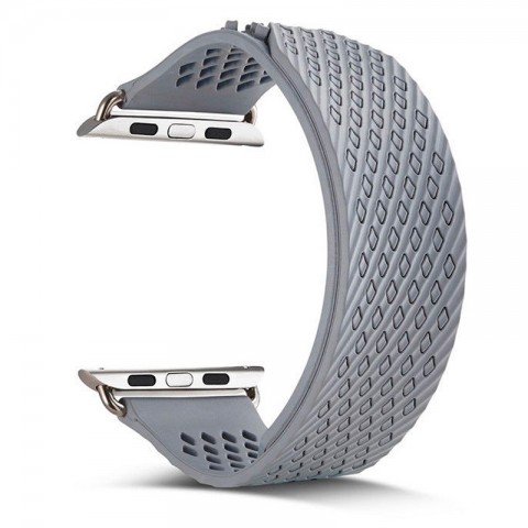 Ремешок силиконовый сетчатый для Apple Watch 42/44 мм, серый-3