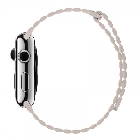 Ремешок кожаный с магнитной застежкой 38/40мм для Apple Watch, белый-3