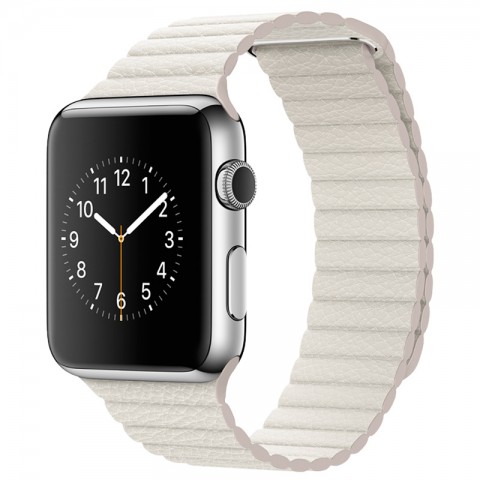 Ремешок кожаный с магнитной застежкой 38/40мм для Apple Watch, белый-2