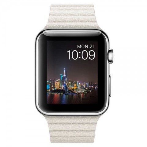 Ремешок кожаный с магнитной застежкой 38/40мм для Apple Watch, белый-1