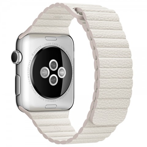 Ремешок кожаный с магнитной застежкой 38/40мм для Apple Watch, белый-4