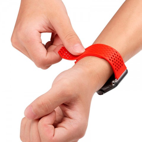 Ремешок силиконовый сетчатый для Apple Watch 42/44 мм, красный-4