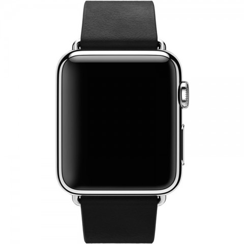 Ремешок кожаный с современной пряжкой 42/44мм для Apple Watch, размер М, черный-1