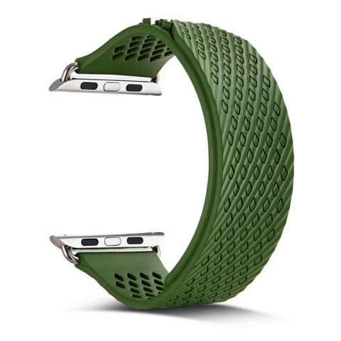 Ремешок силиконовый сетчатый для Apple Watch 42/44 мм, зеленый-3