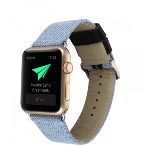 Ремешок джинсовый для Apple Watch 38/40мм, голубой-1