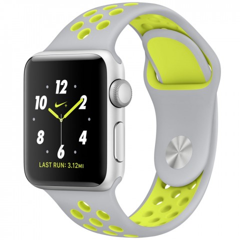 Спортивный ремешок Nike Style для Apple Watch 42/44mm листовое серебро/салатовый-1