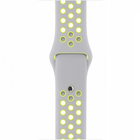 Спортивный ремешок Nike Style для Apple Watch 42/44mm листовое серебро/салатовый