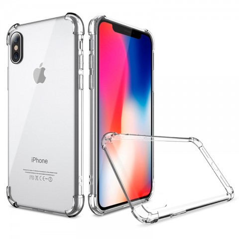 Чехол-накладка для iPhone X усиленный, TPU-пластик прозрачный