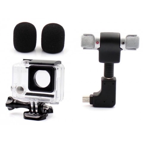 Стереомикрофон + защитный бокс для GoPro Hero 3/3+/4-1