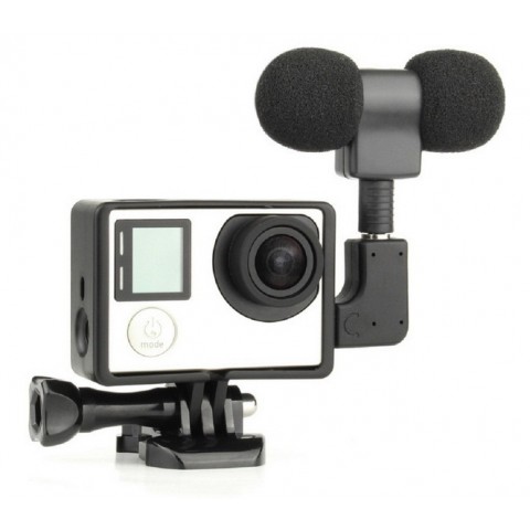Стереомикрофон + стандартная рамка для GoPro Hero 3/3+/4