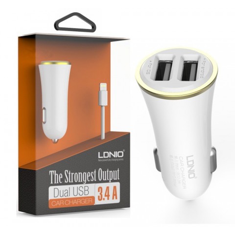 Автомобильное зарядное LDNIO DL-C28 Lightning-1