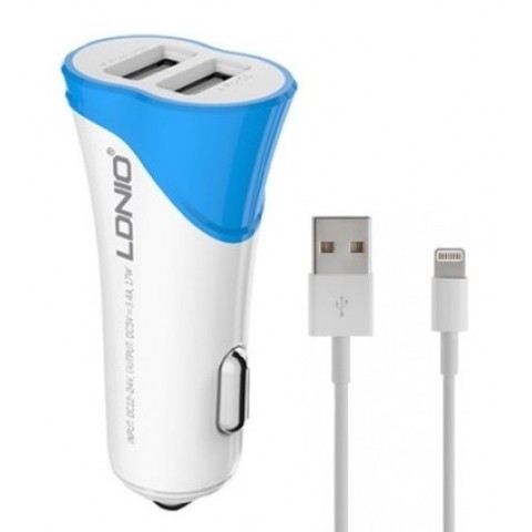 Автомобильное зарядное LDNIO C332 3.4А Lightning