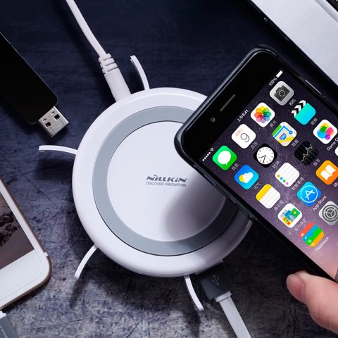 Беспроводное зарядное Nillkin Hermit, USB 3.0 HUB, белое-3