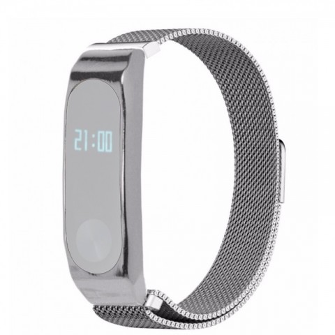 Браслет стальной сетчатый для Xiaomi Mi Band 2 (Серебристый)																							
