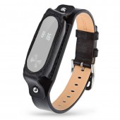 Ремешок кожаный для Xiaomi Mi Band 2 черный Ремешок кожаный для Xiaomi Mi Band 2 черный