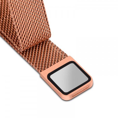 Браслет стальной сетчатый для Xiaomi Mi Band 2 (Золотистый)-2