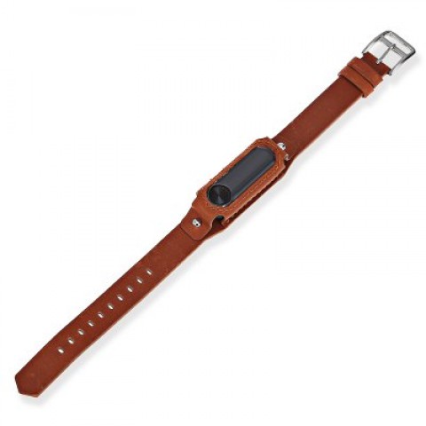 Ремешок кожаный для Xiaomi Mi Band 2 коричневый-2