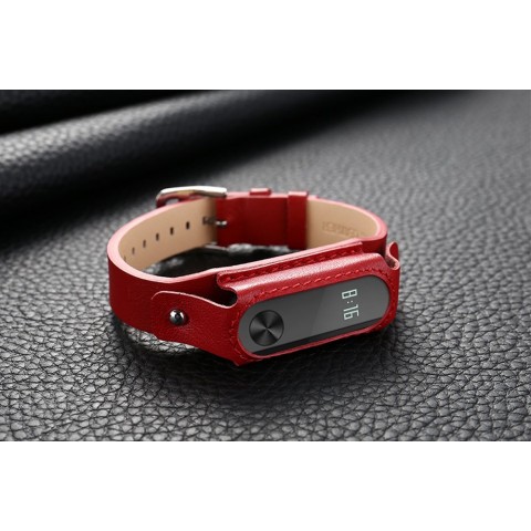 Ремешок кожаный для Xiaomi Mi Band 2 красный-1