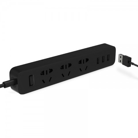 Удлинитель Xiaomi Mi Power Strip (3 розетки + 3 USB), черный