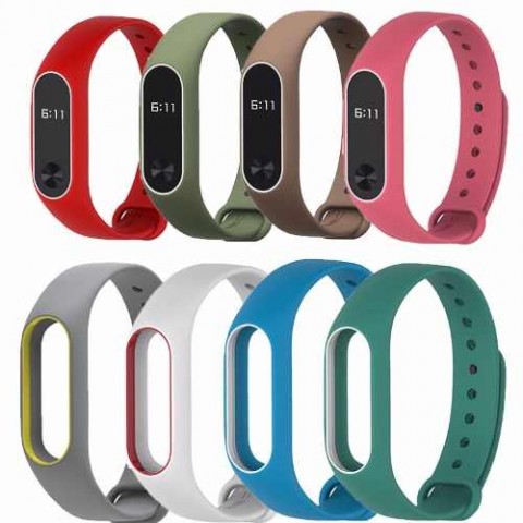 Ремешок силиконовый для Xiaomi Mi Band 2 цветная рамка-1