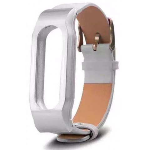 Ремешок кожаный для Xiaomi Mi Band 1/1S, белый
