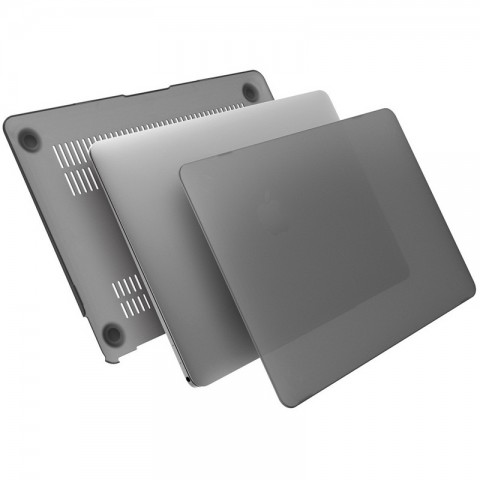 Чехол-накладка пластик матовый для MacBook Pro 13" прозрачно-серый-1