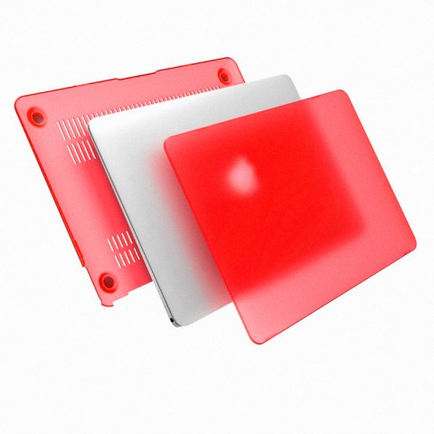 Чехол-накладка пластик матовый для MacBook 12" прозрачно-красный