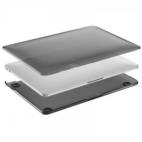 Чехол-накладка пластик глянцевый для MacBook Pro 15" прозрачно-серый-1