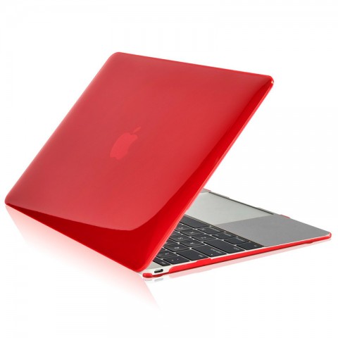 Чехол-накладка пластик глянцевый для MacBook 12" прозрачно-красный