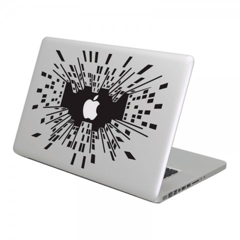 Наклейка на MacBook, iPad "Город", ч/б-1