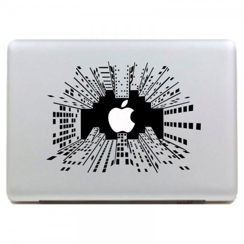 Наклейка на MacBook, iPad "Город", ч/б