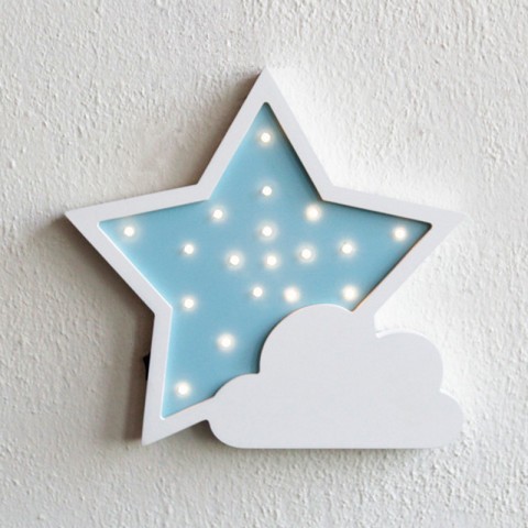 Детский ночник Blue Star Звезда с облаком, голубая
