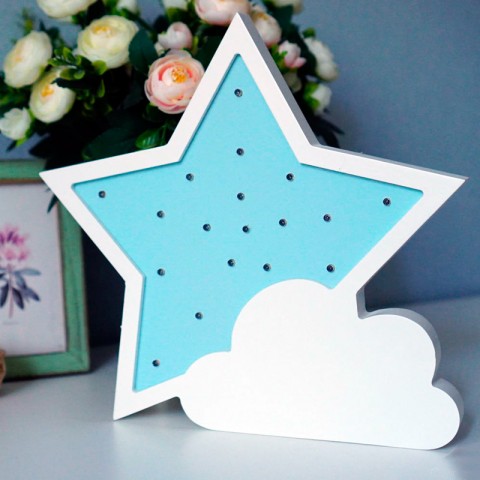 Детский ночник Blue Star Звезда с облаком, голубая-1