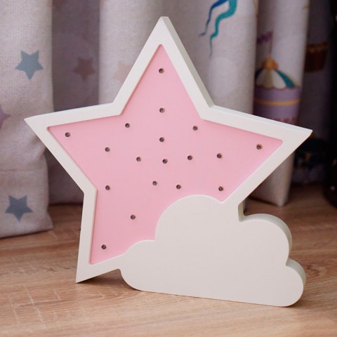 Детский ночник Pink Star Звезда с облаком, розовая-1