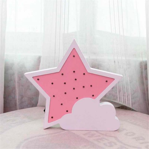 Детский ночник Pink Star Звезда с облаком, розовая-3
