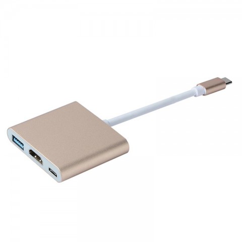 Адаптер многопортовый цифровой AV/USB-C, золотой