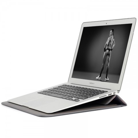 Чехол-конверт кожаный для ноутбука 13", серый-3